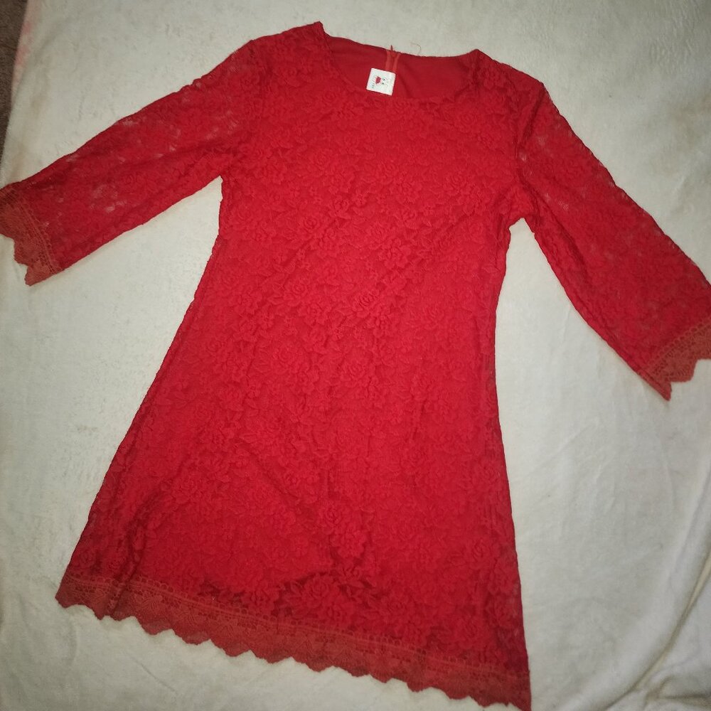Red Floral Lace Dress